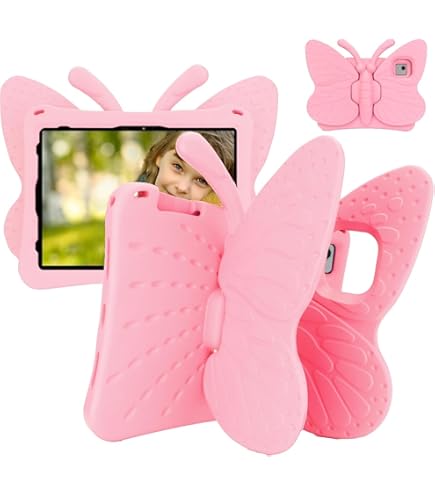 Bam Bino Space Suit Rugged IPad 11th Generation Case For Kids, Fits IPad Air 11 M2/M3, Pro 11 M4 (2024), 10th Generation, Built-in Screen Protector, Handle, Shoulder Strap (Watermelon Pink