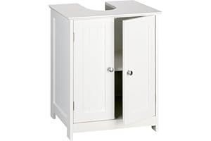 shelfmade szafka pod umywalkę w stylu rustykalnym – biała szafka łazienkowa (50 cm lub 60 cm szerokości) – szafka pod zlew z wycięciem na syfon – meble łazienkowe