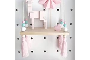 FANCYLAND Gancylande – Estantería de pared infantil, estilo nórdico, de madera maciza, colores azul y gris, con cuentas de madera, almacenamiento para los niños, verde