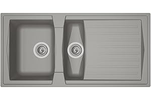 Liquida AR15GR 1.5 Bowl Composite Reversible Inset Grey Kitchen Sink with Waste