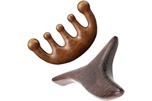 SJBAUTYO 2PCS Pettine in legno,Pettine multiuso Gua Sha per cuoio capelluto,Per uomini e donne,Per cuoio capelluto, viso, collo, spalle, braccia e gambe