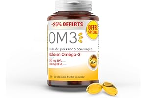 OM3- Huile de poisson sauvages riche en Oméga 3 -Fonction cardiaque normale - Format Promo - 150 capsules