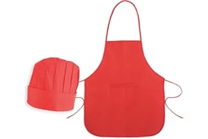 BLUECHOLON Set Infantil de Cocinero con Delantal y Gorro, Delantal Chef Non Woven 80g, 49,5 x 59,5 cm