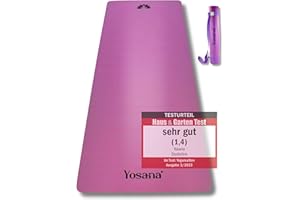 ‎YOSANA Yosana Yogamatte aus Naturkautschuk | extrem rutschfest | ULTRA GRIP Oberfläche aus ECO PU | extra breit 68cm | inklusive Tragegurt | Yoga matte 183x68cm | 4mm dünn