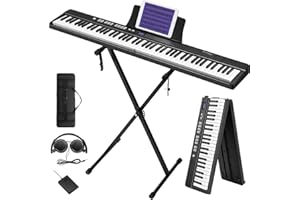 Starfavor Foldable Portable Piano with 'X' Stand, 88 Keys Piano Keyboard Semi Weighted, Bluetooth MIDI Electric Keyboard, Digital Piano Set with Headphones, Carry Bag, Sustain-Pedal SP-15F