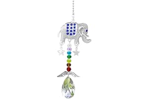 PEILI Elephant Crystal Garden Hanging Drop Prism Pendant for Window Rainbow Maker Home Decor Sun Catcher Car Hanging Accessories Ornament (Elephant)