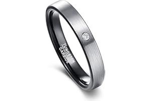 Vakki 4mm/6mm Partnerringe aus Wolfram, Herren Damen Schwarz-Grau Zweifarbig Ring für Hochzeit und Alltag, Bequeme Passform, Kuppelform, Größe 52(16.6)-72(22.9)