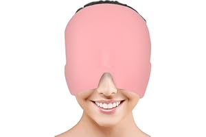 YENLK Migraine Relief Cap, Reusable Cold Hot Therapy Migraine and Headache Relief Cap, Single-Sided Gel Ice Hot Head Wrap for Chronic Migraine, Tension Headache, Sinus Stress, Puffy Eyes (Pink)