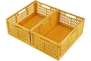 Spesh 2 Piezas Cajas de Almacenaje Plegables Mini Cajas de Almacenaje Cestas de Almacenaje Apilables Cajas de PláStico Plegables para Escritorio,Estantería,Cajón