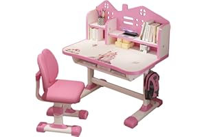 Saterkali Kinderschreibtisch Set mit bücherständer, 3-16 Jahre Höhenverstellbar Tisch und Stühle Grund- und Mittelschule Schüler Schreibtische Ergonomische Study Tisch und Stuhl Sets mit Schubladen