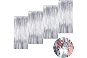 ZHOUA 4 Stück Metallic Tinsel Vorhänge,Lametta Vorhänge Silber,Metallische Glitzervorhang Fringe,Folie Fransen Vorhang Schimmer,Folienfransen Vorhang für Hochzeitsdeko,Geburtstagsparty,Weihnachten Deko