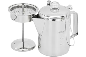 HUIOP 1.2L Outdoor 9 Cup Stainless Steel Percolator Coffee Pot Coffee Maker for Camping Home Kitchen,stainless steel coffee pot