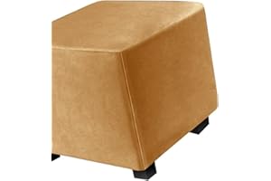ILiemao Copri Pouf Poggiapiedi, Copertura Ottomana, Copri Pouf Fodere Coprisgabello Lavabile, Elasticizzato con Fondo Elastico(Color:Khaki,Size:70x70 cm 27x27 in)