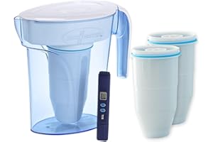 ZeroWater Combo Caraffa filtrante per acqua 1,7 L, 3 filtri e misuratore della qualitá dell'acqua inclusi, Plastica priva di BpA e certificato per la Riduzione di Piombo e Altri Metalli Pesanti
