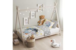 ‎TEXPOT texpot Kinderbettwäsche Set 100 x 135 + 40 x 60 cm Pinguin Druckmotiv 100% Baumwolle Reißverschluss pflegeleicht