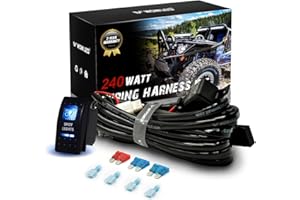 WOWLED High-end Wiring Harness Kit, LED Light Bar Wiring Harness Kit with 12V 40A Relay, Spot Lights with On/Off Switch (2 Lead)
