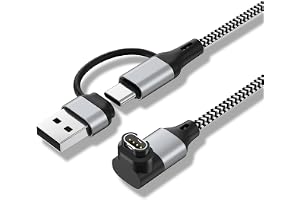 USB C-laddare för Garmin-klocka, laddkabel för Garmin Fenix 8 E 7 7X 7S Sapphire Solar, Forerunner 970 965 955 570 265 255 165 55 45, Vivoactive 6 5 4 (Svart