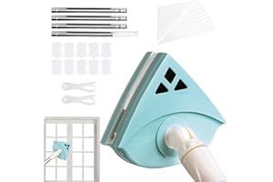 Nettoyeur de vitres magnétique, équipement de nettoyage de vitres double face, nettoyeur de vitres anti-écailles avec deux tampons, nettoyeur de vitres magnétique avec aimant puissant, nettoyeur de vi