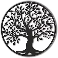 WLLWMYLY Arbre de vie decoration murale,Grand arbre de vie 80cm, Décoration murale en métal, arbre généalogique en métal,Convient pour le bureau, le salon, le jardin, la chambre à coucher (80 * 80cm