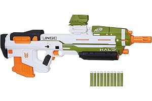 HASBRO Nerf Halo MA40 Motorized Dart Blaster-Include clip rimovibile, 10 freccette Elite ufficiali e riser per binario attaccabile, 0