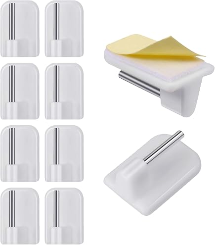 4-Pack Self-Adhesive Curtain Wire Hooks - White, Rod End & Net Holders (Merriway)
