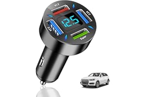 QNENEAM 4 Porte 66W Accendisigari USB ricarica rapida, Caricabatteria Auto Ricarica Rapida per Tablet Dispositivi USB A Caricatore, Caricabatterie Voltmetro LED, Compatibile con iPhone, Android, Samsung