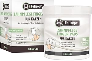 Felisept Zahnpflege Finger-Pads für Katzen 50 Stück - Fingerlinge für effektive Katzen Zahnpflege, Mundhygiene und frischen Atem - Reduziert Plaque - Zahnreiniger Katze - Zahnpflege Katzen