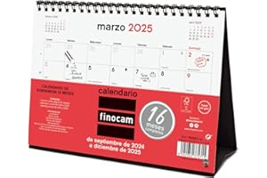 Finocam - Calendario Neutro Sobremesa 16 Meses 2024 2025 Mes Vista Septiembre 2024 - Diciembre 2025 (16 meses) Neutro Español