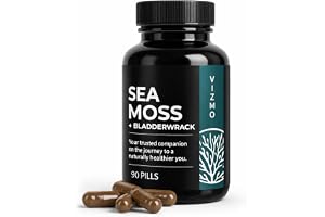 Irish Sea Moss Kapslar 500mg - Naturlig Irland Moss & Blåstång, Chondrus Crispus - Fri från Magnesiumstearat, Vegansk, Utan Tillsatser - Kosttillskott, Laboratorietestad, 90 Kapslar