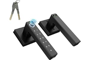 TENIXLOX Fingerprint Smart Door Lock, Biometric Door Handle Lock with Code and Key*2,Digital Touch for Front Door Home, Apartment,Bedroom,Office, Black