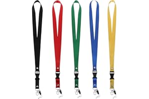 Segus Correa para Cuello Llaves, 5 Piezas Lanyards con Cierre de Langosta Giratorio, Colgantes de Tarjetas Identificación para Personal y Estudiantes, Cuerda Larga Color Mixto
