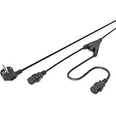 Digitus Y G&uuml;&ccedil; Kaynağı Kablosu, Schuko Erkek - 2x C13 Dişi, 1.7 metre (Mains splitter cable, Schuko Plug - 2x C13 Jack, 1.7 me