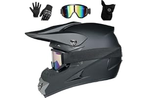 Dirtbike Helmet, Full Face Motocross Motorbike Motorcycle Helmet for Men Cross Helmet خوذه دراجة نارية Full Face Helmet Mtb Dot Certification Including Glasses, Gloves and Mask Set