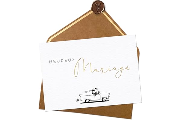 Joli Coon - Carte de mariage - Heureux Mariage Originale - Carte félicitations mariage avec enveloppe - A6