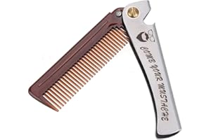 AMOTORFLY Składany grzebień do brody z korkociągiem dla mężczyzn, profesjonalna stylizacja grzebienia z szerokimi zębami, grzebień z tworzywa sztucznego, grzebień fryzjerski