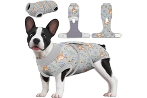 PetWarm Dog Surgical Onesie,Dog Surgical Recovery Suit,Dog Spay Recovery Suit,Recovery Shirt for Abdominal Wound Cone Alternative, Comfy＆Soft with Surgery,Monkey pattern,Gray,L