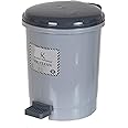 Kuber Industries 2.5 Liter Mini Desktop Plastic Dustbin With Lid|Small Dustbin For Kitchen, Office, Car|Tiny Garbage Trash Bin (Grey), Manual Lift