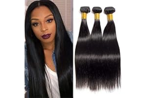 FEIBIN Tissage Bresilien en lot Tissage Naturel Cheveux Humain Meches Bresiliennes Lisse Extension Cheveux Natural Noire Straight Human Hair Bundles 16 16 16 Pouces
