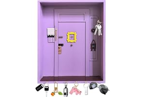 CnosDB Friends Monica'S Key Hooks, Mobiletto In Legno Porta Chiavi Da Muro Per Casa Amici Ganci Chiave Di Monica Con Contenitore E 6 Ganci Per Gli Amanti Delle Serie TV Per Bagno Soggiorno (Viola)