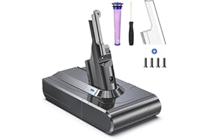 BuTure 6000mAh Replacement Battery for Dyson V8 Series, SV10, V8 Animal, V8 Absolute, V8 Fluffy 21.6V Handheld Vacuum Cleaner with Pre-filters and Screwdriver