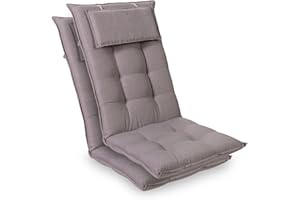Homeoutfit24 Sylt - Coussin de Chaise de Jardin, Fabrique en Europe, Résistant aux UV, Coussin de tête Amovible, 2 pièces - Gris Platine
