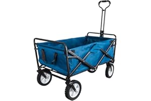 SANHENG Rollwagen auf Rädern, robuster Gartenwagen, zusammenklappbar, ideal für die Aufbewahrung im Freien (blau)