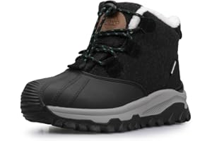 UOVO Boys Winter Snow Boots Waterproof Outdoor Warm Fur Lined Anti-Slip Kids Winter Boots Size 2UK-6.5UK 34EU-40EU