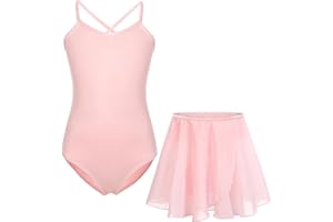FONLAM Vestido Maillot de Ballet para Niña Conjunto de Dos Piezas Leotardo + Falda Danza Baile Maillot Gimnasia Niña Infantil