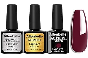 Allenbelle UV Nagellack Set Base Top Coat und Farbe,Gel Nagellack Geschenkset,Shellac Set Uv Gel Nail Art,Soak Off UV LED Gel Nagellack
