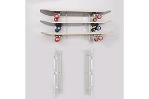 HHUXIUE Estante de monopatín montado en la pared, soporte de monopatín, marco de monopatín, diseño horizontal que ahorra espacio (3 capas transparentes)