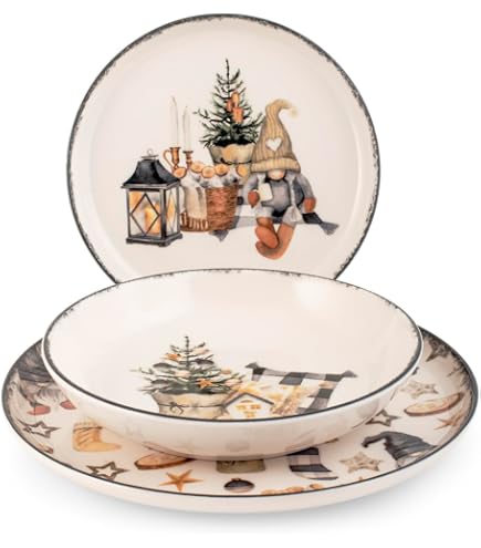 Vajillas De Navidad H&H, Servizio Tavola 12 Pezzi Winter Charme, Set Tavola Natalizio Vajilla De Navidad