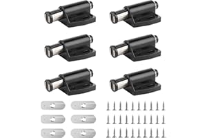 QNENEAM 6 Packs Push to Open Door Catches, Magnetic Pressure Touch Release Catches Latch Including Fixing Screws, Heavy Duty Latches for Cabinet Doors, Ideal for Kitchen, Bathroom (Black)