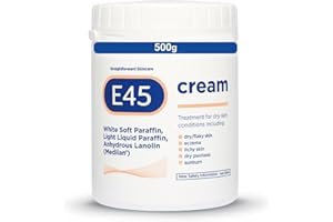 E45 Moisturiser, Body, Face And Hand Cream For Dry, Flaky Skin, Suitable For Eczema, Dry Psoriasis, Sunburn, 500g Tub