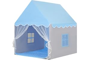 FAYDUDU Kids Play Tent Large Kids Playhouse Indoor Outdoor Play Tent with Windows, Cloth Banners Large Toddler Tent Gift for Boys & Girls (Blue)
